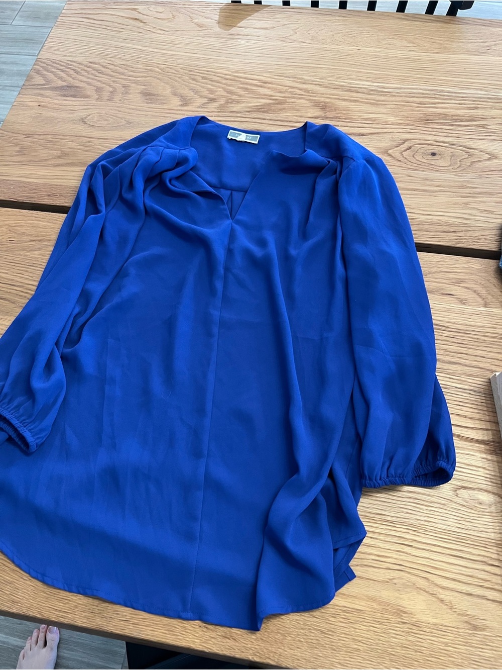Pleione Cobalt Blue V-Neck Long Sleeve Tunic